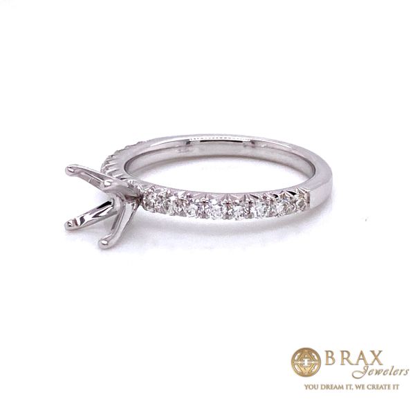 14K White Gold Diamond Pave Engagement Ring Setting Image 2 Brax Jewelers Newport Beach, CA