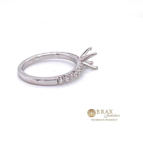 14K White Gold Diamond Pave Engagement Ring Setting Image 3 Brax Jewelers Newport Beach, CA