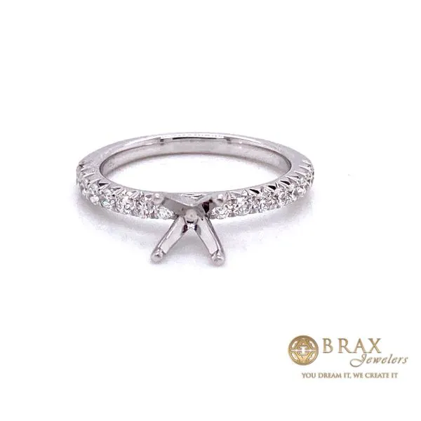 14K White Gold Diamond Pave Engagement Ring Setting Brax Jewelers Newport Beach, CA