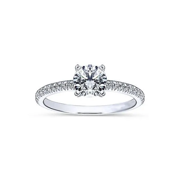 14K White Gold Diamond Pave Engagement Ring Setting Brax Jewelers Newport Beach, CA