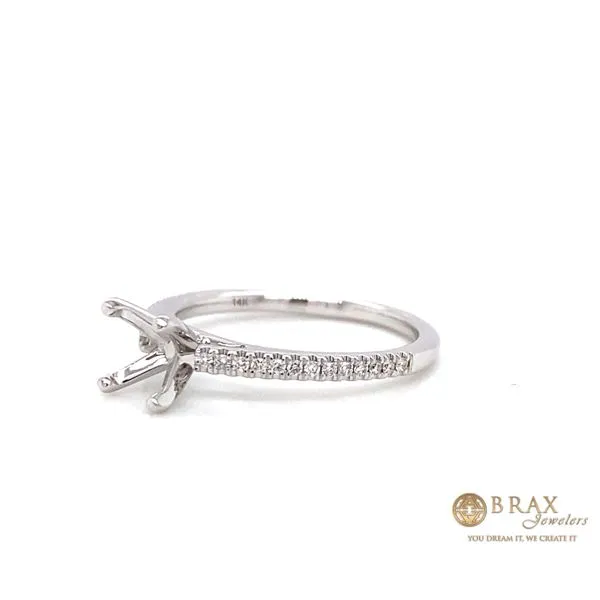 14K White Gold Diamond Pave Engagement Ring Setting Image 2 Brax Jewelers Newport Beach, CA