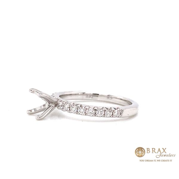 14 Karat White Gold French Cut Diamond Pave Engagement Ring Setting Image 2 Brax Jewelers Newport Beach, CA