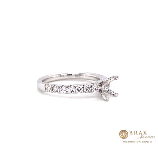 14K White Gold Diamond Pave Engagement Ring Setting Image 3 Brax Jewelers Newport Beach, CA
