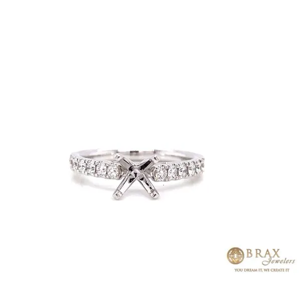 14K White Gold Diamond Pave Engagement Ring Setting Brax Jewelers Newport Beach, CA