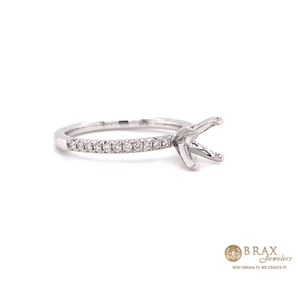 14K White Gold Diamond Pave Engagement Ring Setting Image 2 Brax Jewelers Newport Beach, CA