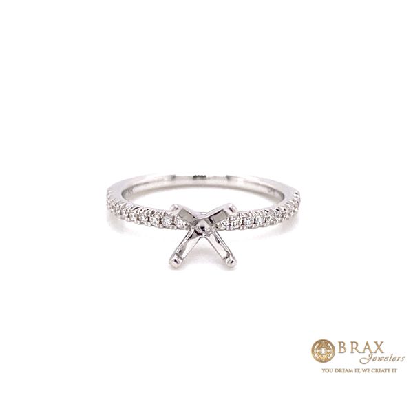 14 Karat White Gold Diamond Pave Engagement Ring Setting Brax Jewelers Newport Beach, CA
