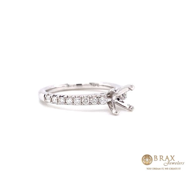 14K White Gold Diamond Pave Engagement Ring Setting Image 2 Brax Jewelers Newport Beach, CA