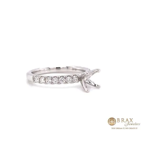 14K White Gold Diamond Pave Engagement Ring Setting Image 2 Brax Jewelers Newport Beach, CA