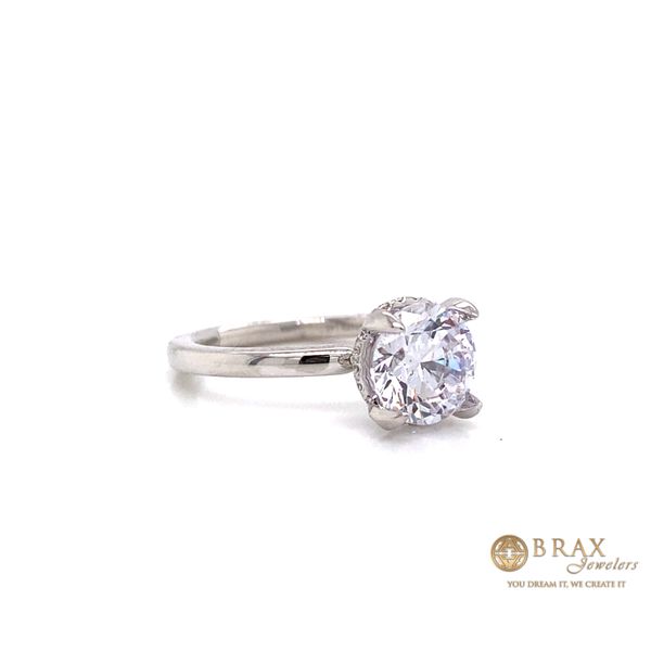 14K White Gold Hidden Halo Solitaire Diamond Engagement Ring Setting Image 2 Brax Jewelers Newport Beach, CA