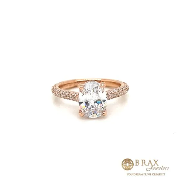 14 Karat Rose Gold Hidden Halo With Micro Diamond Pave Engagement Ring Setting by Noam Carver Brax Jewelers Newport Beach, CA