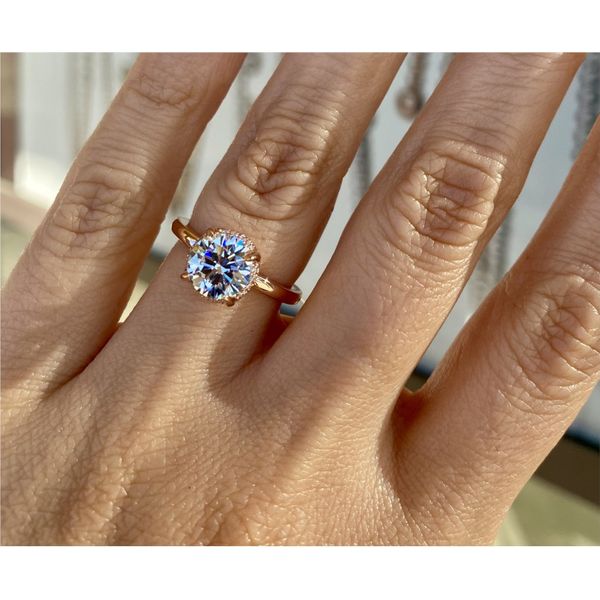 14K Rose Gold Hidden Halo Solitaire Engagement Ring Setting Image 4 Brax Jewelers Newport Beach, CA