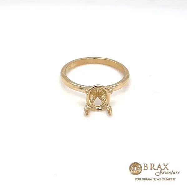 14K Yellow Gold  Oval Cut Solitaire Diamond Engagement Ring Setting Brax Jewelers Newport Beach, CA