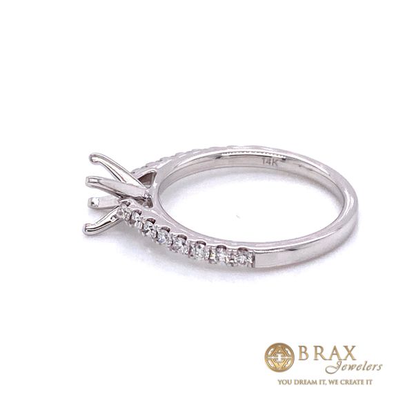 14K White Gold Diamond Pave Engagement Ring Setting Image 3 Brax Jewelers Newport Beach, CA