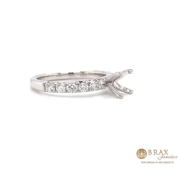 14K White Gold Diamond Pave Engagement Ring Setting Image 2 Brax Jewelers Newport Beach, CA