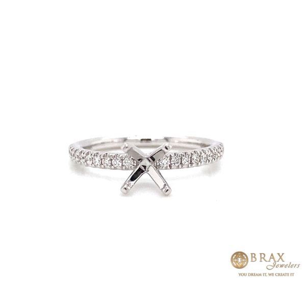 14K White Gold Diamond Pave Engagement Ring Setting Brax Jewelers Newport Beach, CA