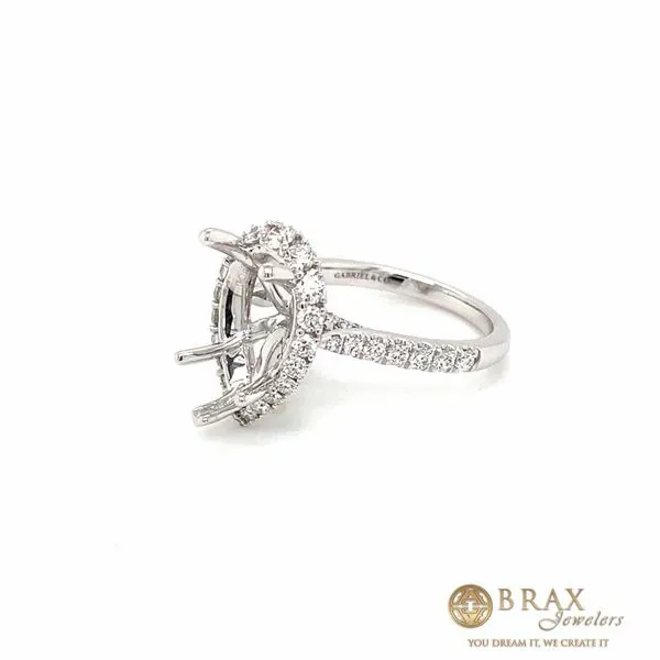 14 Karat White Gold Pear Engagement Ring Setting Image 2 Brax Jewelers Newport Beach, CA