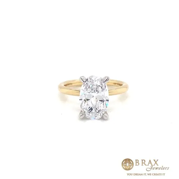 14K Yellow Gold Solitaire Engagement Ring Setting with White Gold Prongs Brax Jewelers Newport Beach, CA