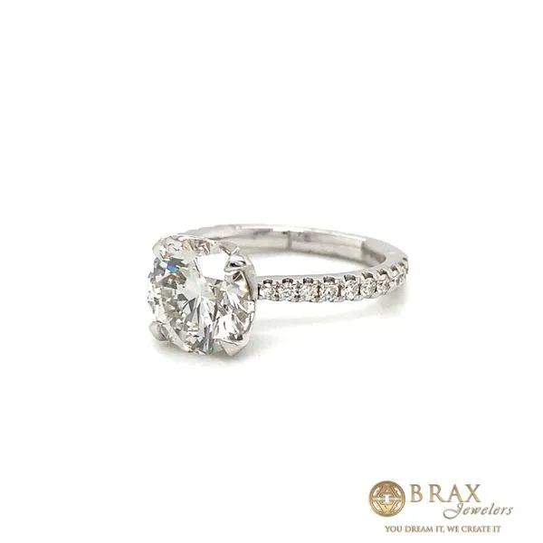 Round Moissanite Engagement Ring with 8.00mm Center and 0.66ctw F/G VS1 Round Diamonds in 14K White Gold - Brax Jeweler Image 2 Brax Jewelers Newport Beach, CA