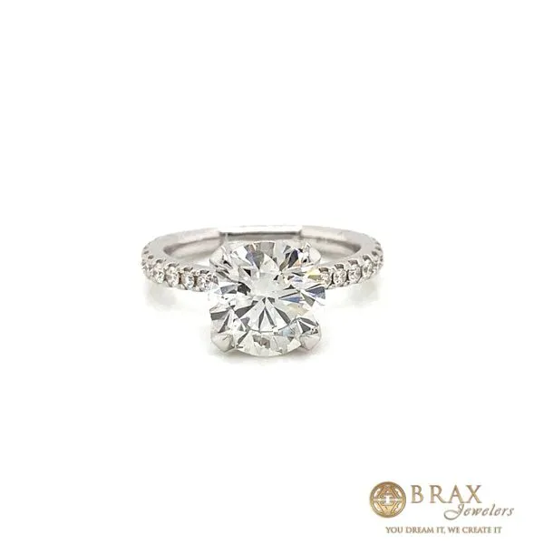 Round Moissanite Engagement Ring with 8.00mm Center and 0.66ctw F/G VS1 Round Diamonds in 14K White Gold - Brax Jeweler Brax Jewelers Newport Beach, CA