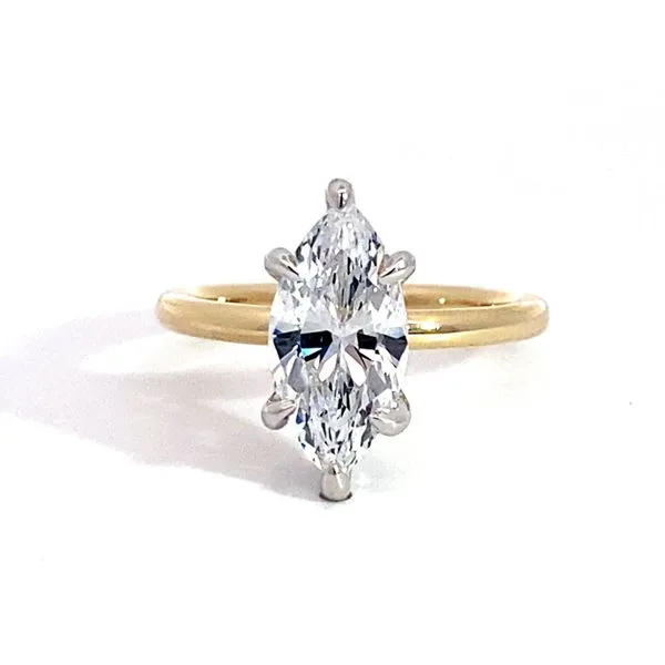 Lady's Solitaire Engagement Ring Setting Only 14 Karat Two-Tone Gold With 0.06TwRound Natural Diamonds On Halo Brax Jewelers Newport Beach, CA