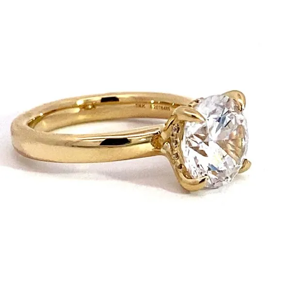 Lady's 14 Karat Yellow Gold Classic Setting Only With 0.09Tw Round Natural Diamonds On Hidden Halo Ring Size 6.5. Image 3 Brax Jewelers Newport Beach, CA