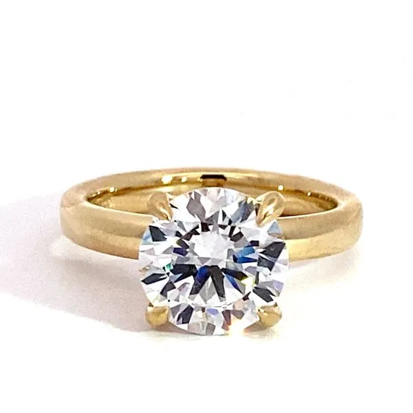 Lady's 14 Karat Yellow Gold Classic Setting Only With 0.09Tw Round Natural Diamonds On Hidden Halo Ring Size 6.5. Brax Jewelers Newport Beach, CA