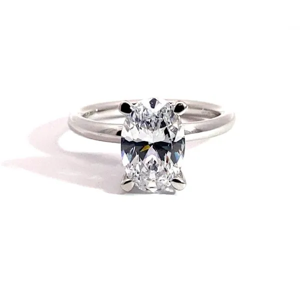Lady's 14 Karat White Gold Solitaire Setting Only With 1, 3.86Tw Oval Cubic Zirconium Brax Jewelers Newport Beach, CA