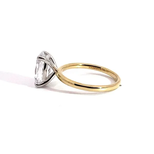 Lady's 14 Karat Two-Tone Gold Solitaire Setting Only In Ring Size 6.5. Image 3 Brax Jewelers Newport Beach, CA