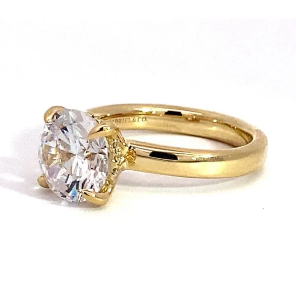 Lady's 14 Karat Yellow Gold Classic Setting Only With 0.10Tw Round Natural Diamonds On Hidden Halo Ring Size 6.5. Image 4 Brax Jewelers Newport Beach, CA