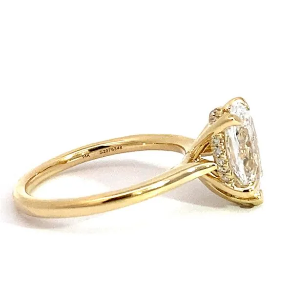 Lady's 14 Karat Yellow Gold Solitaire Setting Only With, 0.06Tw Round Natural Diamonds On The Hidden Halo. In Ring Size 6.5. Image 5 Brax Jewelers Newport Beach, CA