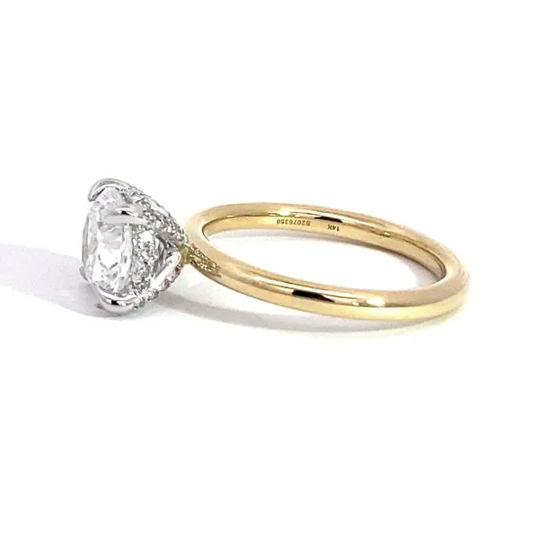 Lady's 14 Karat Yellow Gold Setting Only With 1, 3.35Tw Round Cubic Zirconium, And 0.17tw Round Natural Diamonds On The Hidden Halo Image 4 Brax Jewelers Newport Beach, CA