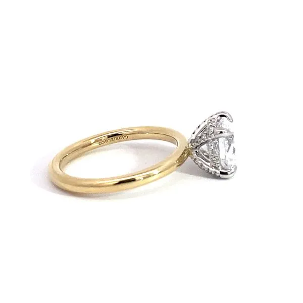 Lady's 14 Karat Yellow Gold Setting Only With 1, 3.32Tw Round Cubic Zirconium, And 0.18tw Round Natural Diamonds On The Hidden Halo Image 3 Brax Jewelers Newport Beach, CA