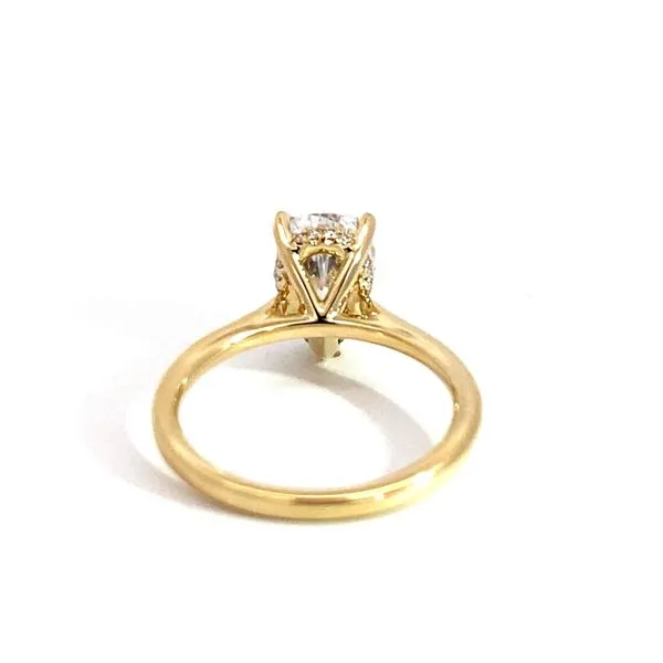 Lady's 14 Karat Yellow Gold Solitaire Setting Only With 1, 3.64Tw Pear Cubic Zirconium And, 0.06 Round Natural Diamonds On The Hidden Halo. In Ring Si Image 4 Brax Jewelers Newport Beach, CA