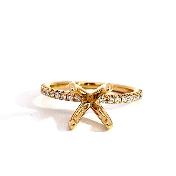 Lady's 14 Karat Yellow Gold Setting Only With 0.20Tw Round Natural Diamond In Ring Size 6.5 - Brax Jewelers Brax Jewelers Newport Beach, CA