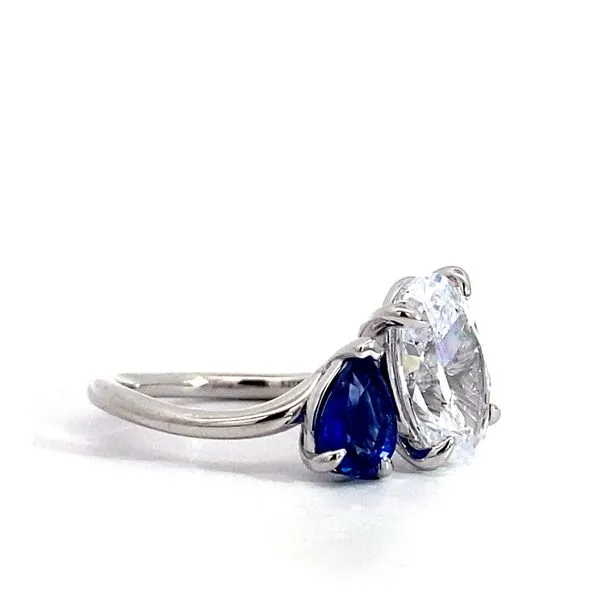 Lady's 14 Karat White Gold Setting Only With 1=0.86Tw Pear Sapphire Stone Image 3 Brax Jewelers Newport Beach, CA