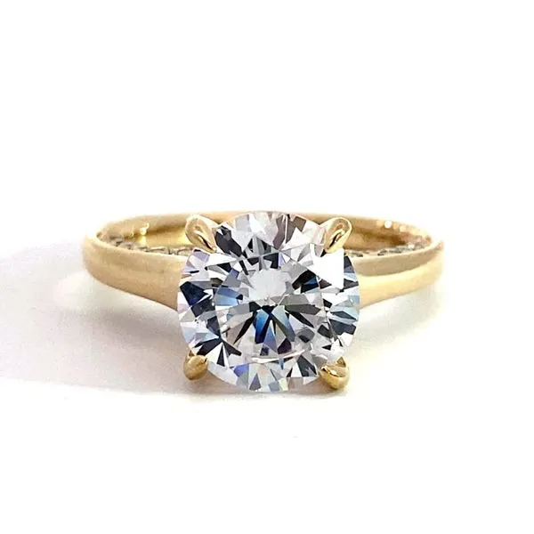 Lady's 14 Karat Yellow Gold Setting Only With 0.34Tw Round Natural Diamonds On The Setting. Ring Size 6.5. Brax Jewelers Newport Beach, CA