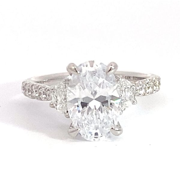 0.35 Half Moon Sides Lady's Natural Diamond Engagement Ring Setting Only 14 Karat White Gold Brax Jewelers Newport Beach, CA