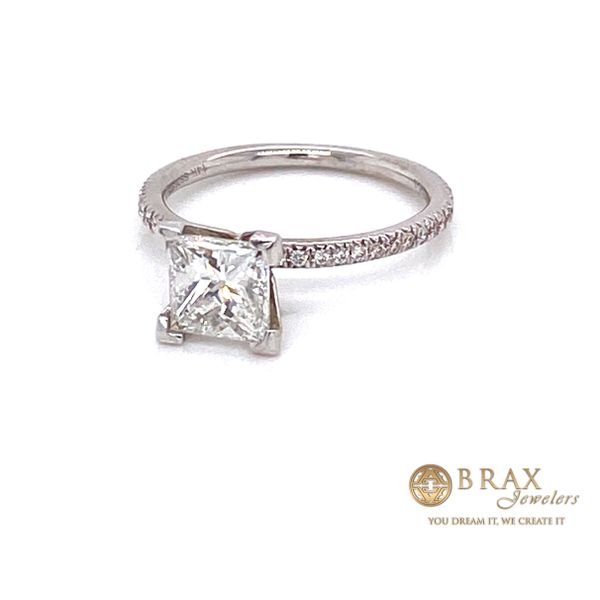 14K White Gold Princess Cut Diamond Pave Engagement Ring Image 2 Brax Jewelers Newport Beach, CA
