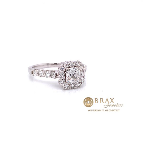 18K White Gold 0.74Ct Crisscut Cushion Natural Diamond Engagement Ring Image 2 Brax Jewelers Newport Beach, CA