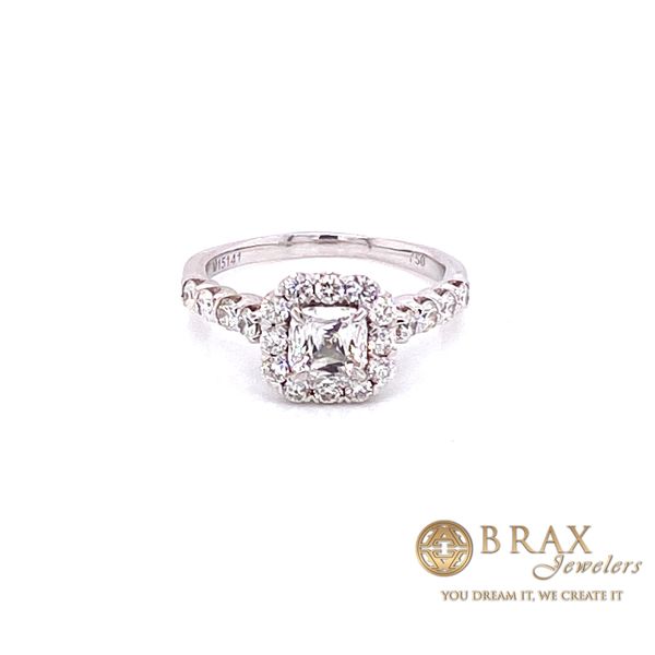 18K White Gold 0.74Ct Crisscut Cushion Natural Diamond Engagement Ring Brax Jewelers Newport Beach, CA