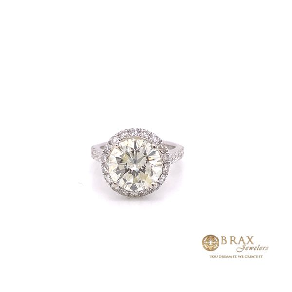 18K White Gold Round Diamond Halo Engagement Ring Brax Jewelers Newport Beach, CA