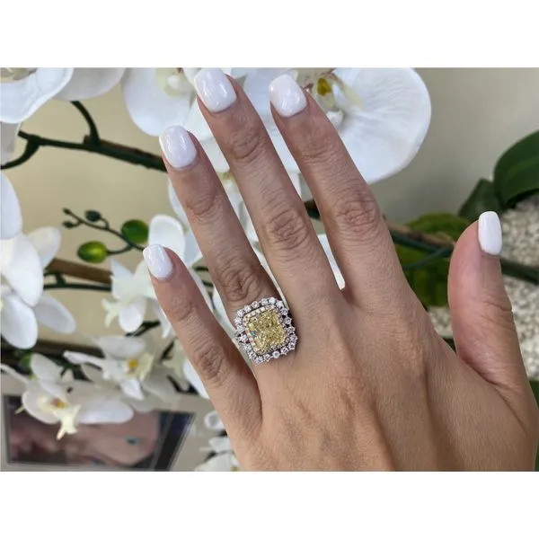 18 Karat Tri-Tone Engagement Ring with Fancy Yellow and Pink Diamonds Image 5 Brax Jewelers Newport Beach, CA