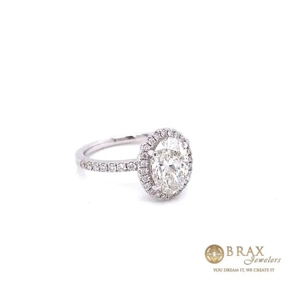 18K Lab Grown Oval Diamond Engagement Ring with Halo Image 3 Brax Jewelers Newport Beach, CA