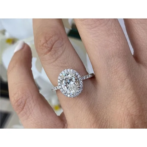 18K White Gold 0.67Ct Oval Moissanite Diamond Engagement Ring Image 5 Brax Jewelers Newport Beach, CA