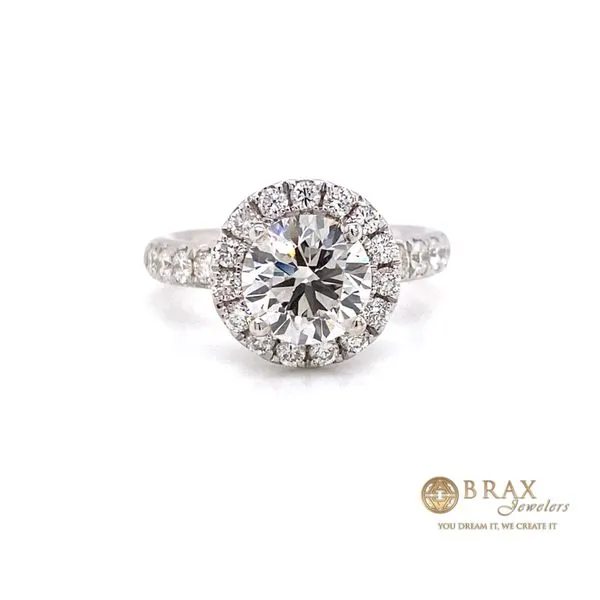 14K White Gold Round Moissanite Engagement Ring Brax Jewelers Newport Beach, CA