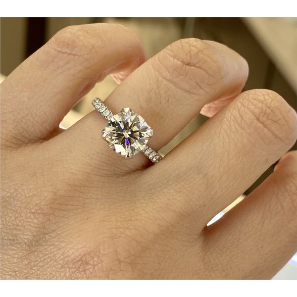 14K Tulip Pave Round Engagement Ring Image 4 Brax Jewelers Newport Beach, CA