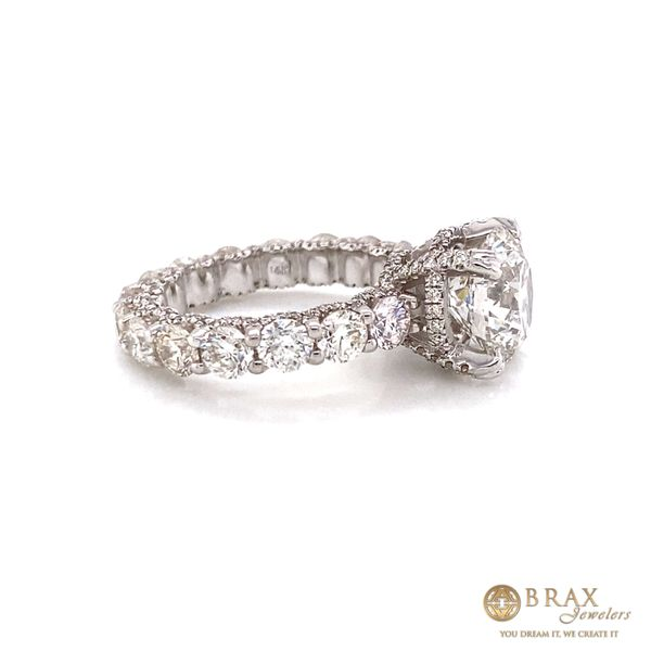 14K White Gold Round Cut Lab Grown Eternity Diamond Engagement Ring Image 2 Brax Jewelers Newport Beach, CA