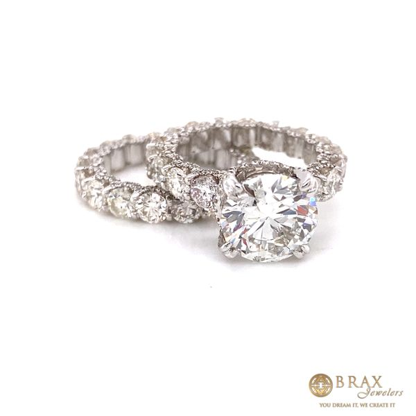 14K White Gold Round Cut Lab Grown Eternity Diamond Engagement Ring Image 3 Brax Jewelers Newport Beach, CA