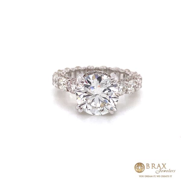 14K White Gold Round Cut Lab Grown Eternity Diamond Engagement Ring Brax Jewelers Newport Beach, CA
