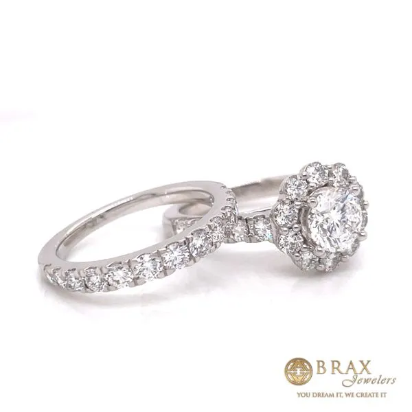14K White Gold 1.10Ct Round Lab Diamond Engagement Ring and Band Set Image 2 Brax Jewelers Newport Beach, CA